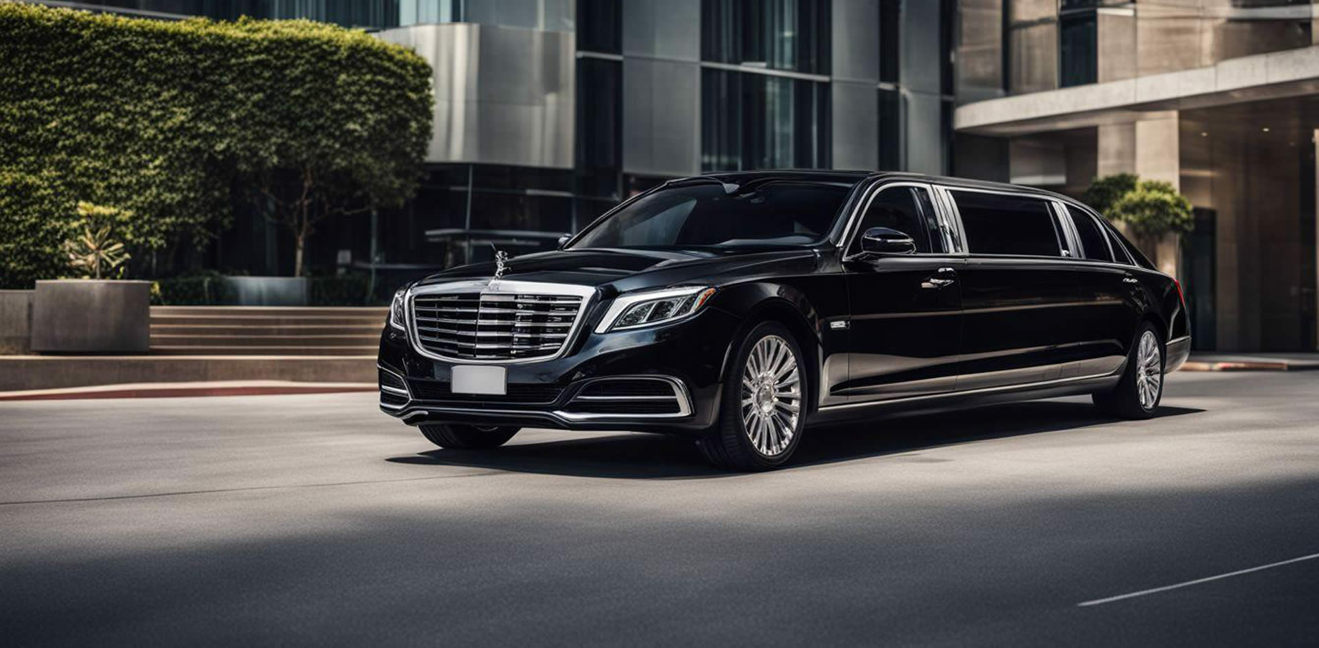 A black limousine on the street